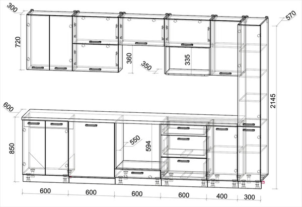 Изображение товара Кухонный гарнитур Интерлиния Мила Лайт 3.1-ПМ2 (персидский жемчуг/дуб веллингтон/серый каспий)