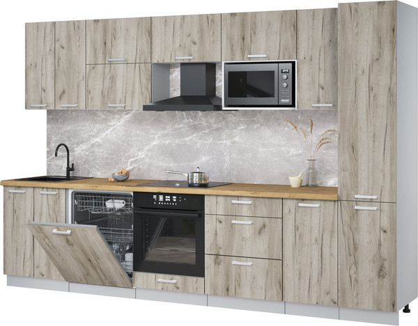 Изображение товара Кухонный гарнитур Интерлиния Мила Лайт 3.2-ПМ2 (дуб серый/дуб серый/дуб бунратти)