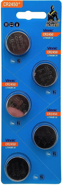 Изображение товара Комплект батареек Vinnic CR2450-C5 Lithium 3V (5шт)