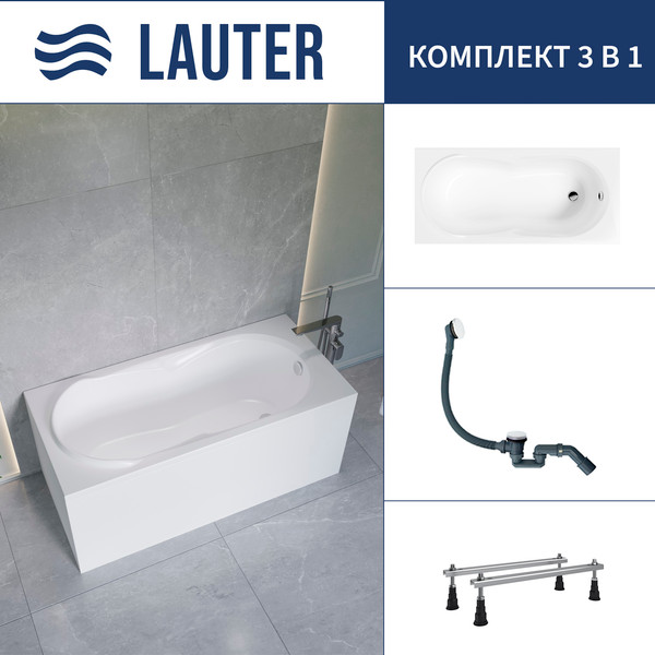 Изображение товара Ванна акриловая Lauter Celeste 170x75 / 21060075 (с ножками и сифоном 21Y31002 белый)