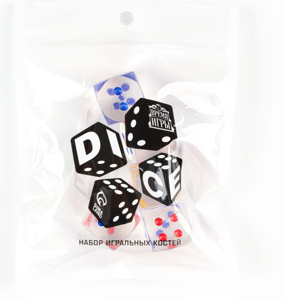 Изображение товара Набор кубиков для настольной игры Sima-Land 1723714 (5шт, прозрачный)