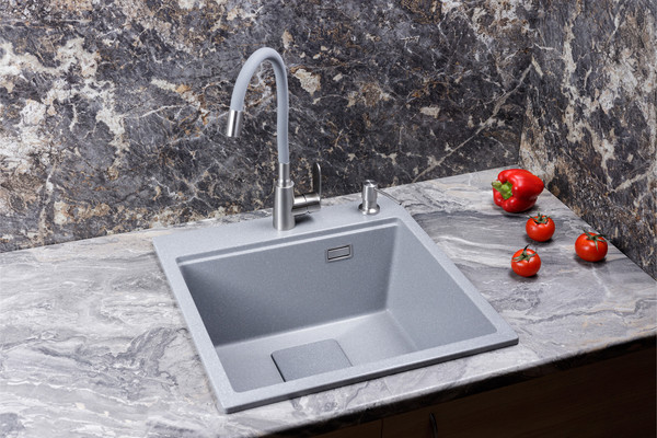 Изображение товара Мойка кухонная Marblan Comfort 50 (серебристый, с сифоном)