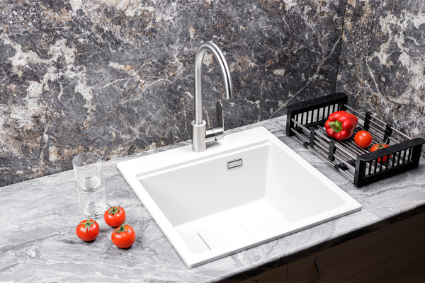 Изображение товара Мойка кухонная Marblan Comfort 50 (иней, с сифоном)