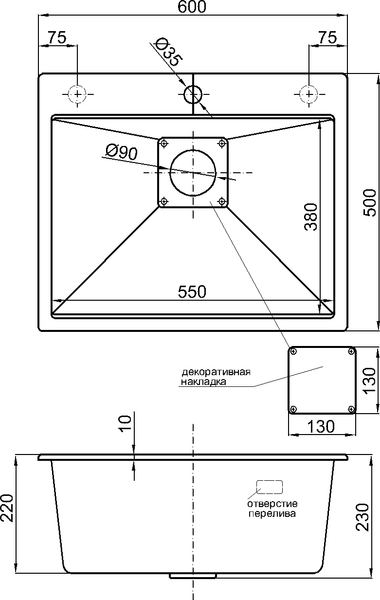 Изображение товара Мойка кухонная Marblan Comfort 60 (бежевый, с сифоном)