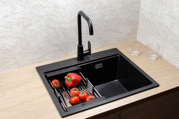 Изображение товара Мойка кухонная Marblan Comfort 60 (оникс, с сифоном и колландером)
