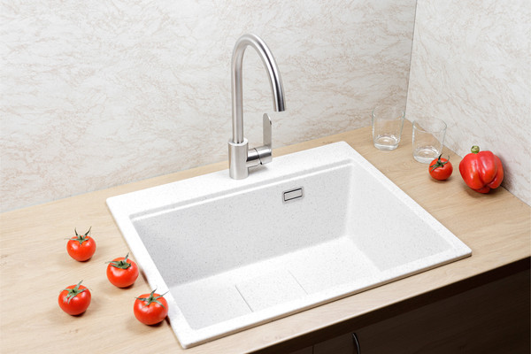 Изображение товара Мойка кухонная Marblan Comfort 60 (серый, с сифоном и колландером)