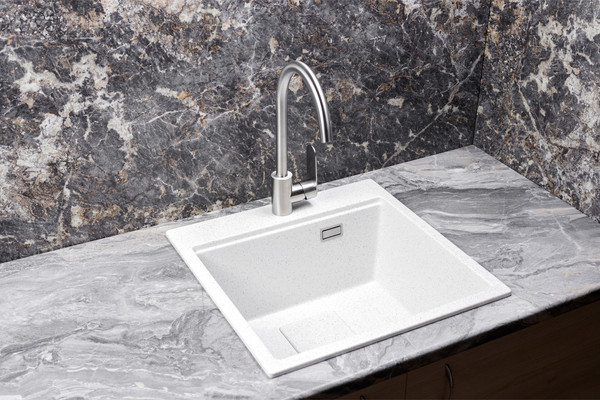 Изображение товара Мойка кухонная Marblan Comfort 50 (серый, с сифоном и колландером)