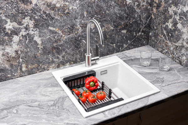 Изображение товара Мойка кухонная Marblan Comfort 50 (серый, с сифоном и колландером)