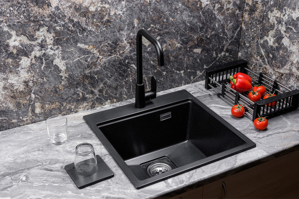 Изображение товара Мойка кухонная Marblan Comfort 50 (оникс, с сифоном и колландером)