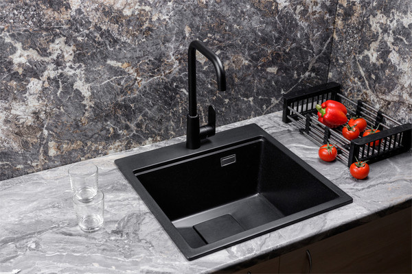 Изображение товара Мойка кухонная Marblan Comfort 50 (оникс, с сифоном и колландером)