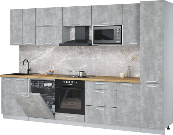 Изображение товара Кухонный гарнитур Интерлиния Мила Лайт 3.2-ПМ2 (бетон/бетон/дуб бунратти)