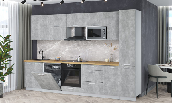 Изображение товара Кухонный гарнитур Интерлиния Мила Лайт 3.2-ПМ2 (бетон/бетон/дуб бунратти)