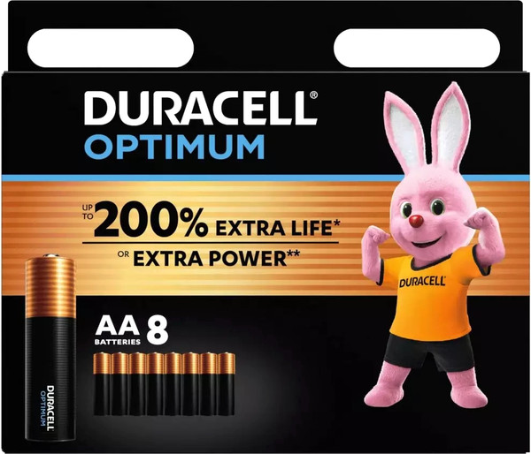 Изображение товара Комплект батареек Duracell Optimum AA/LR6 MN 1500/8 Alkaline 1.5V (8шт)
