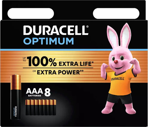 Изображение товара Комплект батареек Duracell Optimum AAA/LR03 MN 2400/8 Alkaline 1.5V (8шт)