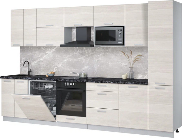 Изображение товара Кухонный гарнитур Интерлиния Мила Лайт 3.3-ПМ2 (вудлайн кремовый/вудлайн кремовый/кастилло темный)