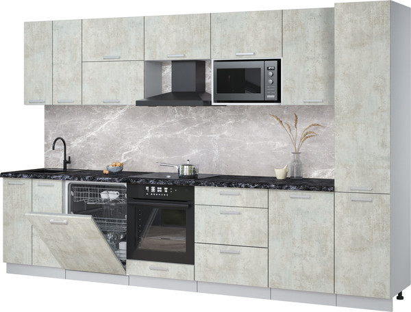 Изображение товара Кухонный гарнитур Интерлиния Мила Лайт 3.3-ПМ2 (бетон лайт/бетон лайт/кастилло темный)