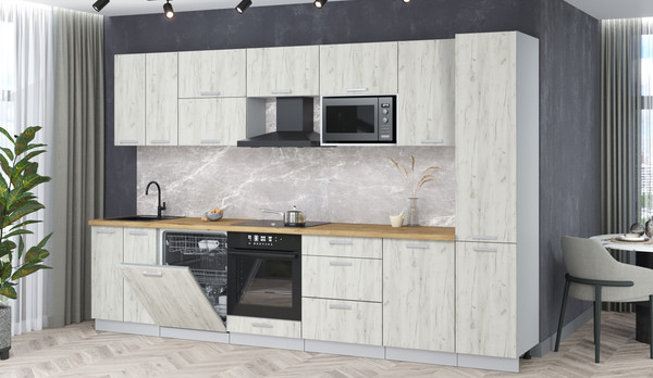 Изображение товара Кухонный гарнитур Интерлиния Мила Лайт 3.3-ПМ2 (дуб белый/дуб белый/дуб бунратти)