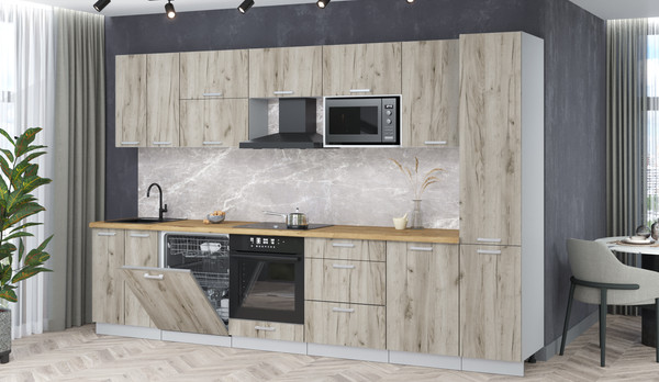 Изображение товара Кухонный гарнитур Интерлиния Мила Лайт 3.3-ПМ2 (дуб серый/дуб серый/дуб бунратти)