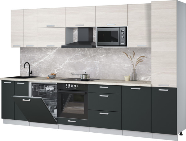 Изображение товара Кухонный гарнитур Интерлиния Мила Лайт 3.3-ПМ2 (вудлайн кремовый/антрацит/бискайская сосна)