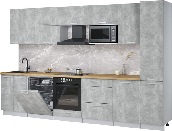 Изображение товара Кухонный гарнитур Интерлиния Мила Лайт 3.3-ПМ2 (бетон/бетон/дуб бунратти)