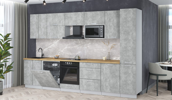 Изображение товара Кухонный гарнитур Интерлиния Мила Лайт 3.3-ПМ2 (бетон/бетон/дуб бунратти)