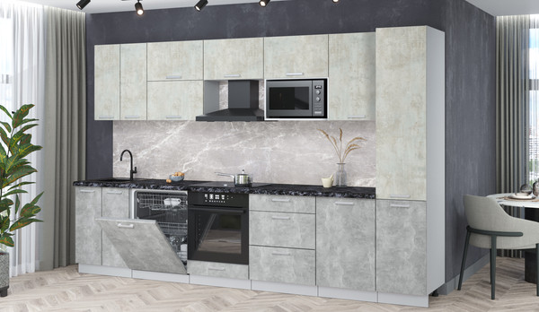 Изображение товара Кухонный гарнитур Интерлиния Мила Лайт 3.3-ПМ2 (бетон лайт/бетон/кастилло темный)