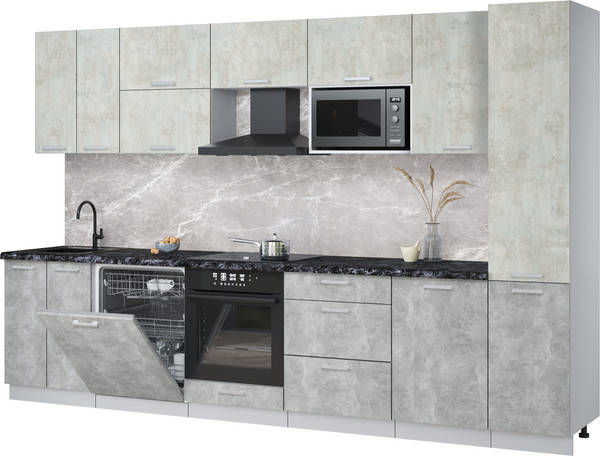 Изображение товара Кухонный гарнитур Интерлиния Мила Лайт 3.3-ПМ2 (бетон лайт/бетон/кастилло темный)
