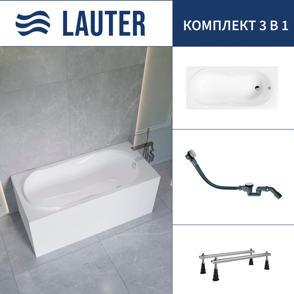 Изображение товара Ванна акриловая Lauter Celeste 160x70 / 21060060 (с ножками и сифоном 21Y32002 белый)