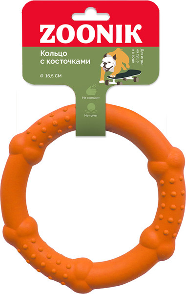 Изображение товара Игрушка для собак ZOONIK Кольцо с косточками / 164168-11 (оранжевый)