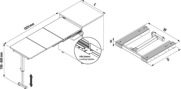 Изображение товара Механизм для выдвижного стола Starax S-2148-А (антрацит)