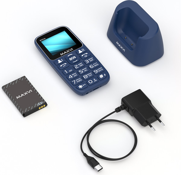 Изображение товара Мобильный телефон Maxvi B110ds (синий+ЗУ)