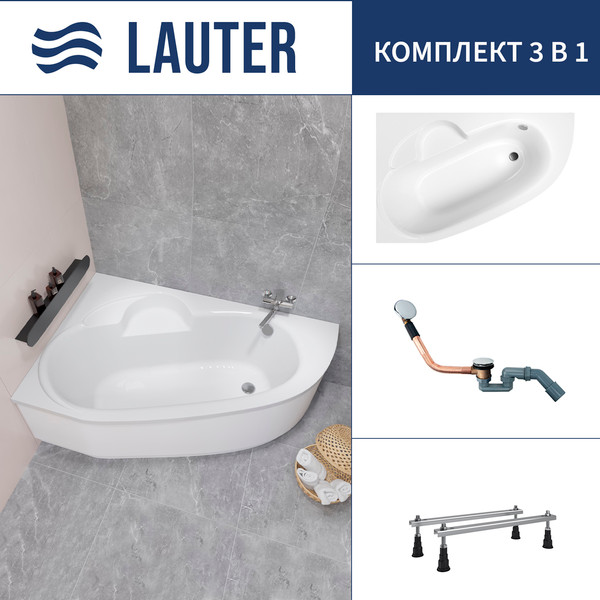 Изображение товара Ванна акриловая Lauter Valencia 140x95 / 2102140L (с ножками и сифоном 21Y11030 хром)