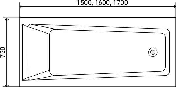 Изображение товара Ванна акриловая Lauter Versailles 170x75 / 21070075 (с ножками, лицевым экраном и сифоном 21Y32000 хром)