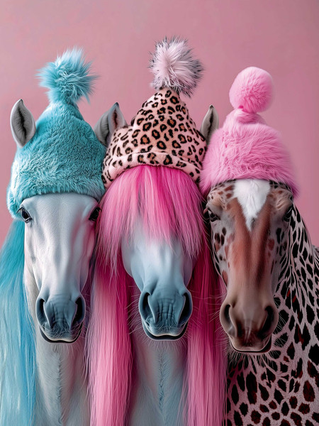 Изображение товара Набор алмазной вышивки Феникс+ Лошади в шапочках / 71406