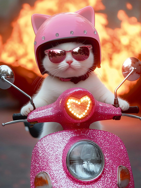 Изображение товара Набор алмазной вышивки Феникс+ Кот на мотоцикле / 71444