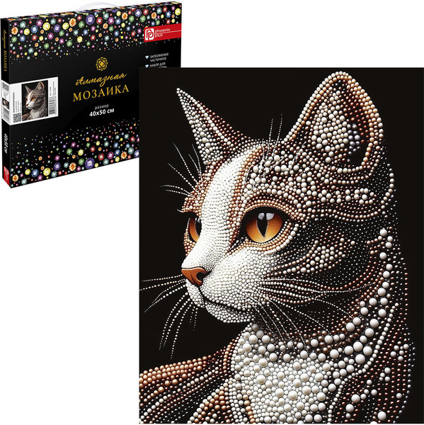 Изображение товара Набор алмазной вышивки Феникс+ Жемчужная кошка / 71448