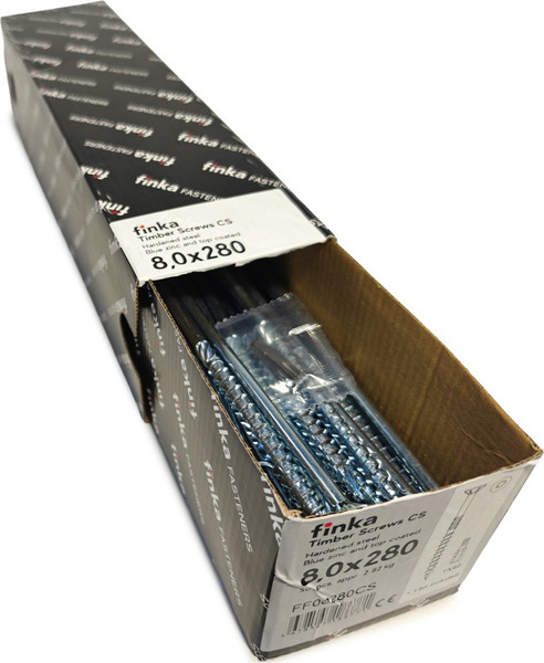 Изображение товара Шуруп Finka Timber Screws CS Конструкционный по дереву TORX40 8x280 потай (50шт, голубой цинк)