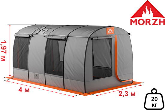 Изображение товара Палатка-баня MORZH Shelter XL (серо-оранжевый)