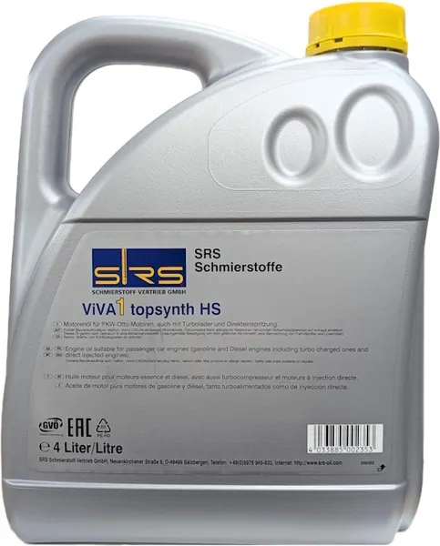 Изображение товара Моторное масло SRS Viva 1 Topsynth HS 5W-40 (4л)