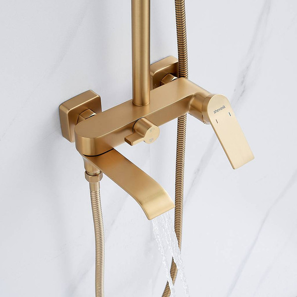 Изображение товара Душевая система со смесителем Shevanik S4136G (золотой сатин)