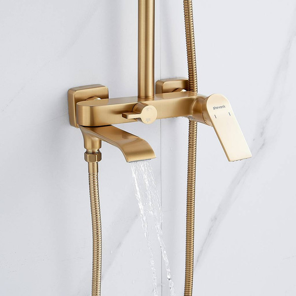 Изображение товара Душевая система со смесителем Shevanik S4136G (золотой сатин)