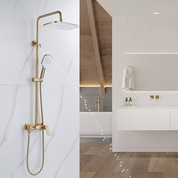 Изображение товара Душевая система со смесителем Shevanik S4136G (золотой сатин)