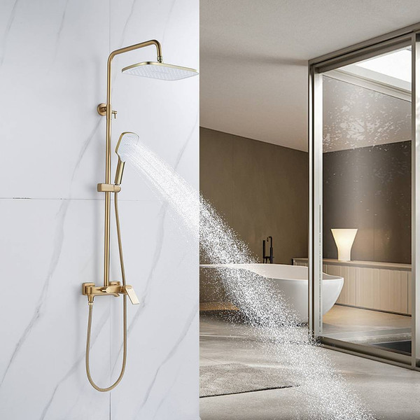 Изображение товара Душевая система со смесителем Shevanik S4136G (золотой сатин)