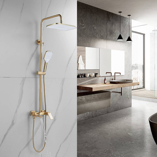 Изображение товара Душевая система со смесителем Shevanik S4136G (золотой сатин)