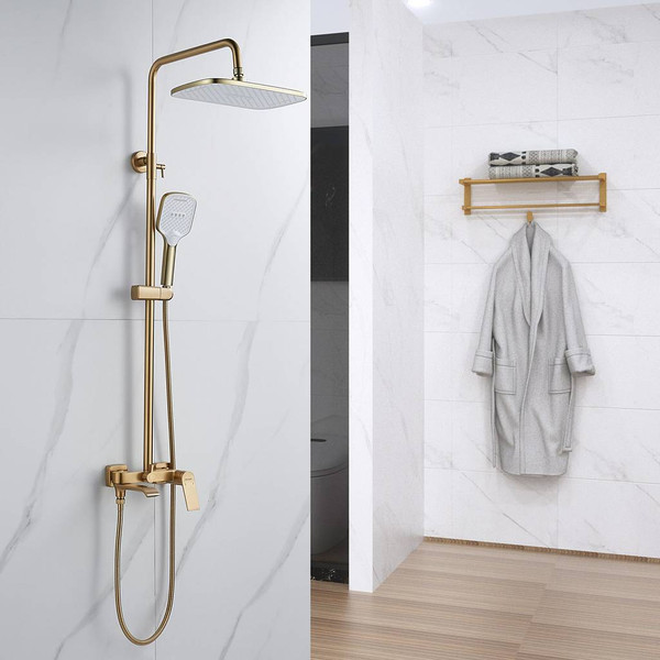Изображение товара Душевая система со смесителем Shevanik S4136G (золотой сатин)