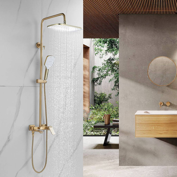 Изображение товара Душевая система со смесителем Shevanik S4136G (золотой сатин)