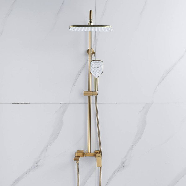 Изображение товара Душевая система со смесителем Shevanik S4136G (золотой сатин)