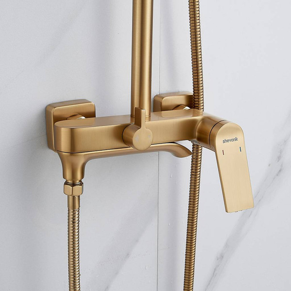 Изображение товара Душевая система со смесителем Shevanik S4136G (золотой сатин)