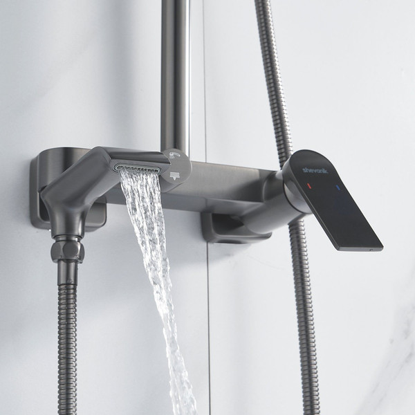 Изображение товара Душевая система со смесителем Shevanik S4136T (оружейная сталь)