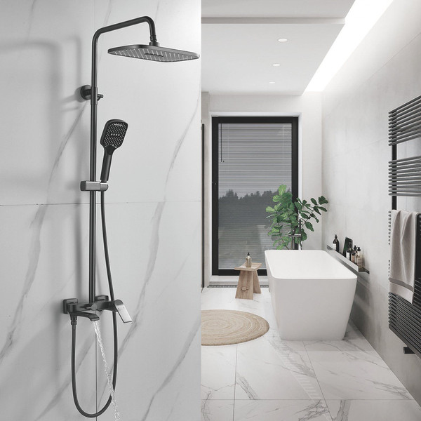 Изображение товара Душевая система со смесителем Shevanik S4136T (оружейная сталь)